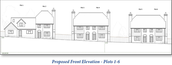 Lot: 73 - LAND WITH OUTLINE PLANNING CONSENT FOR TEN DWELLINGS - Proposed Front Elevation - Plots 1-6